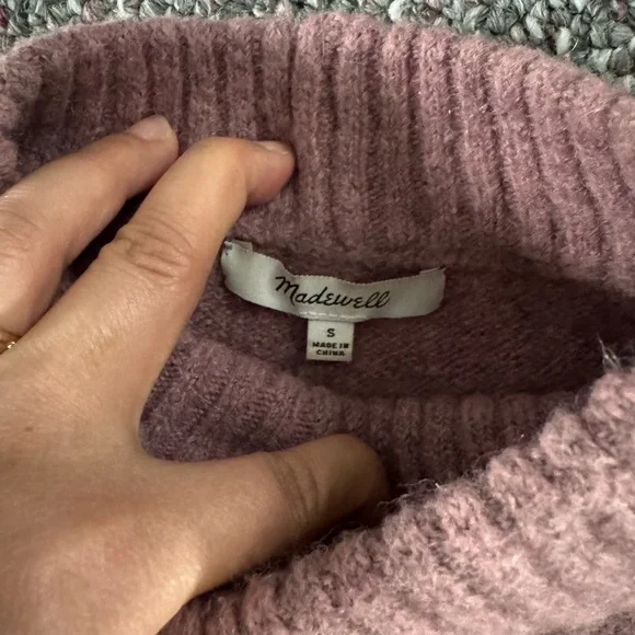 Madewell Wool blend Mauve Pink mock neck Knit Sweater Small - Picture 6 of 9